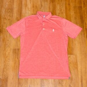 Johnnie-O Polo Shirt Mens Medium Coral Excellent Featherweight Performance Logo